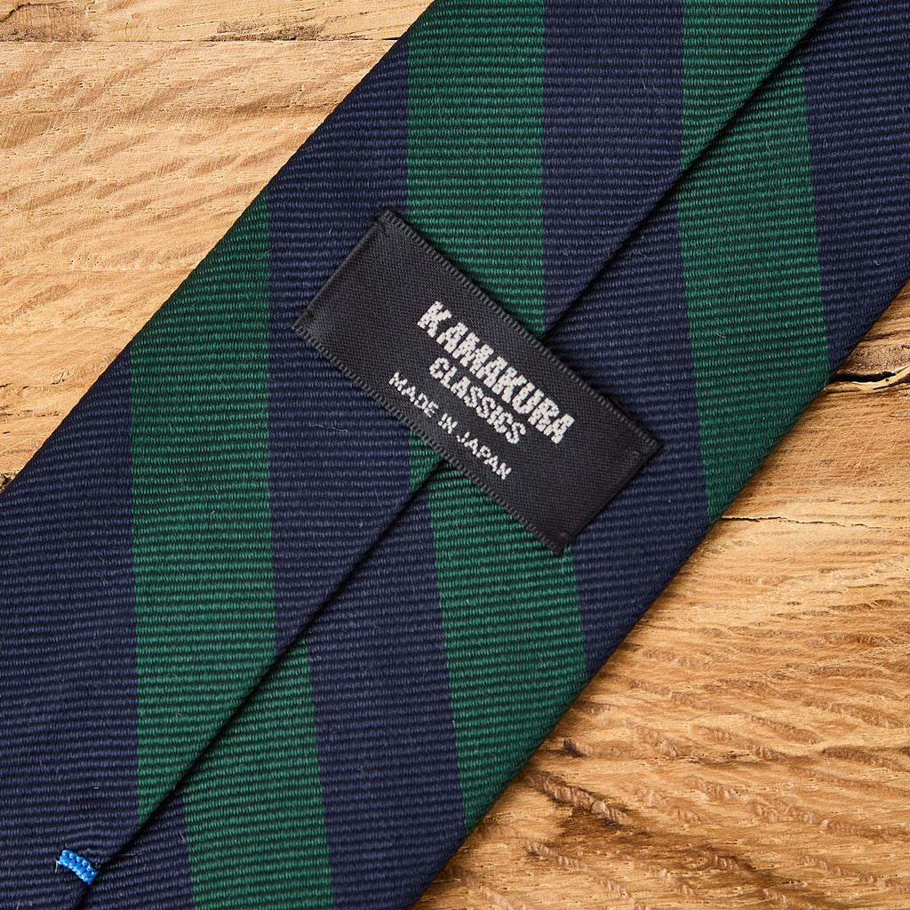 kamakura shirts | untipped machine stitched edge regimental tie - green - Bild 2