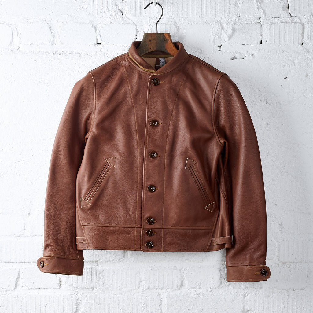 mister freedom | campus jacket - "bison" - brown veg-tan leather
