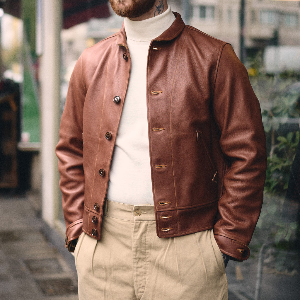 mister freedom | campus jacket - "bison" - brown veg-tan leather - Bild 2