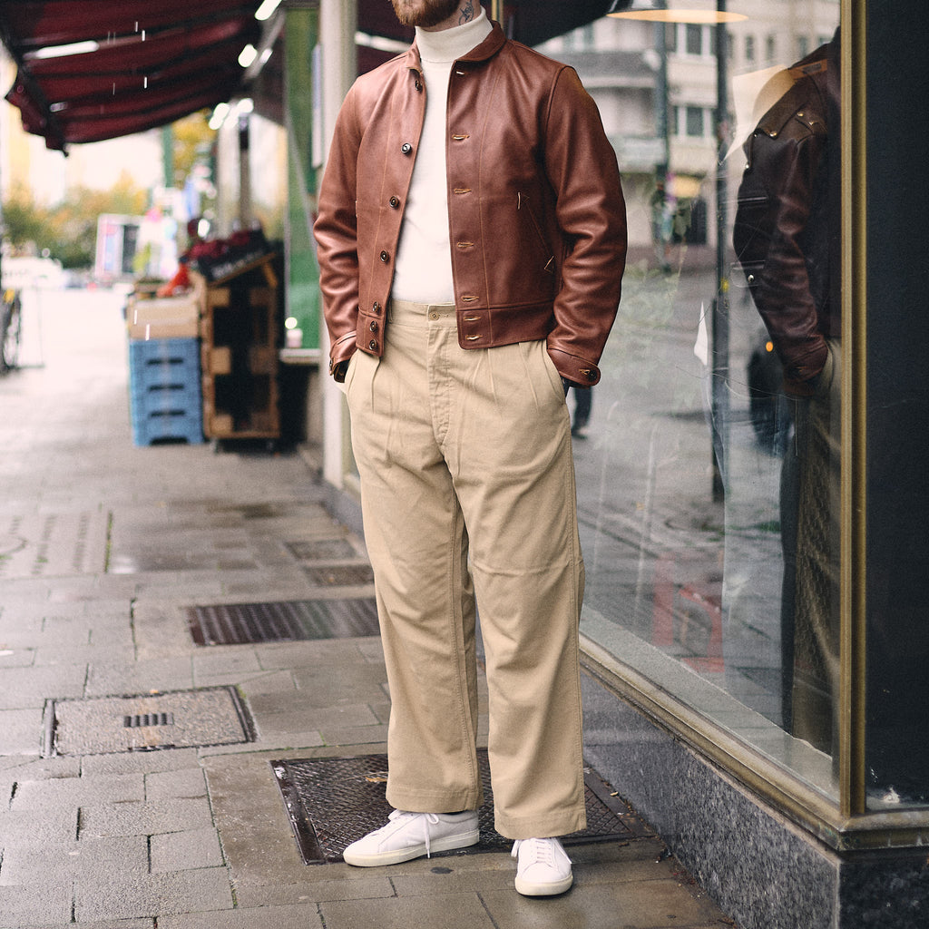 mister freedom | campus jacket - "bison" - brown veg-tan leather - Bild 3