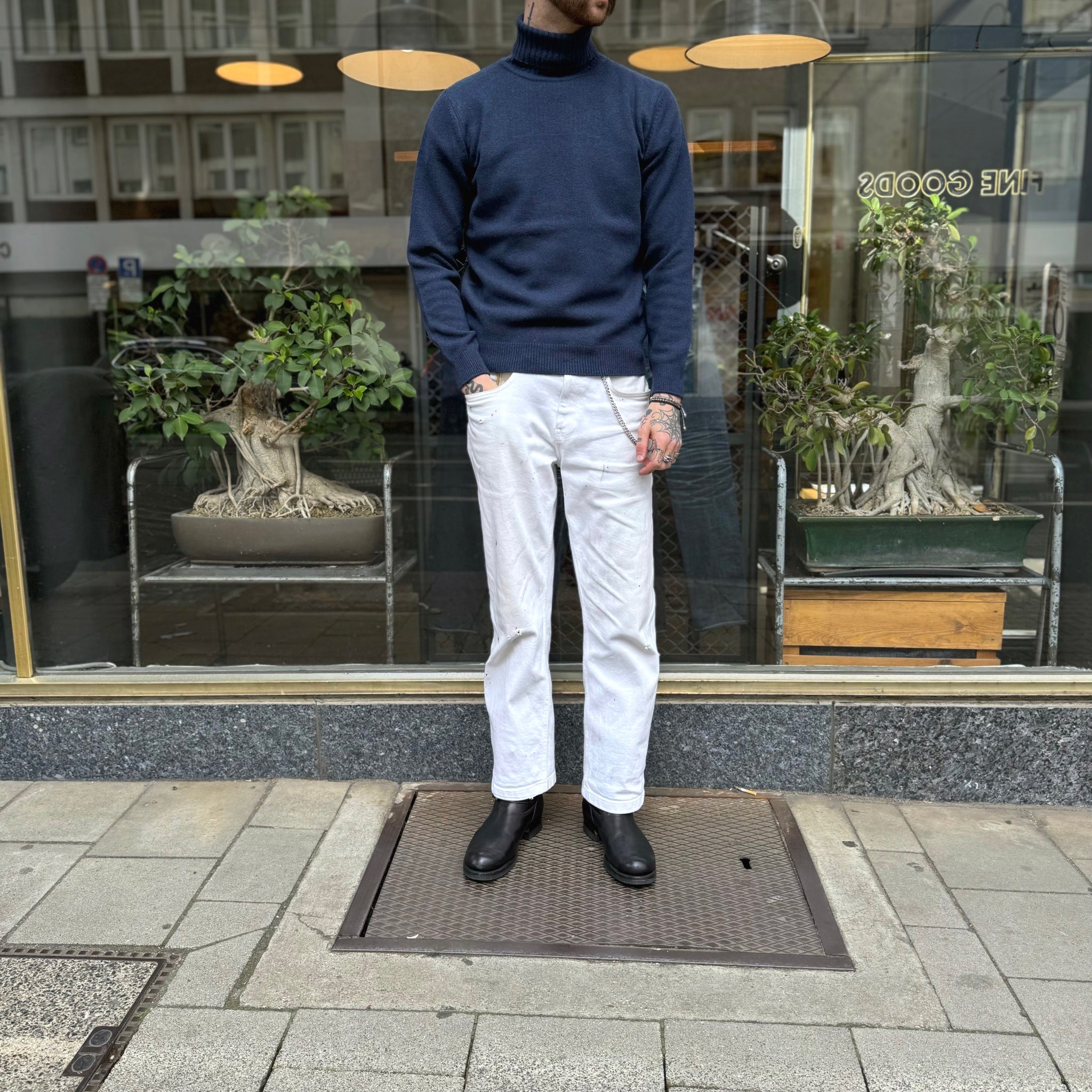 mooncastle | mc24 cashmere silk wool turtle neck knit navy blue 