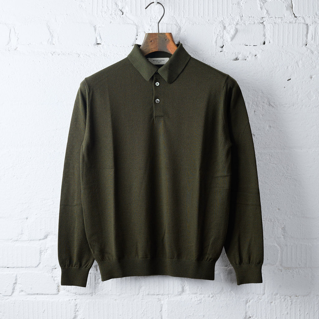mooncastle | wool polo neck knit dark olive