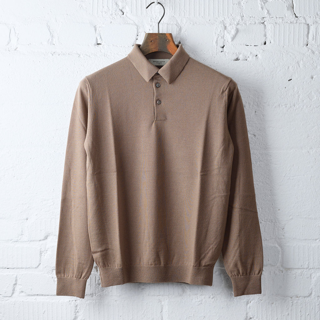 mooncastle | wool polo neck knit sand beige
