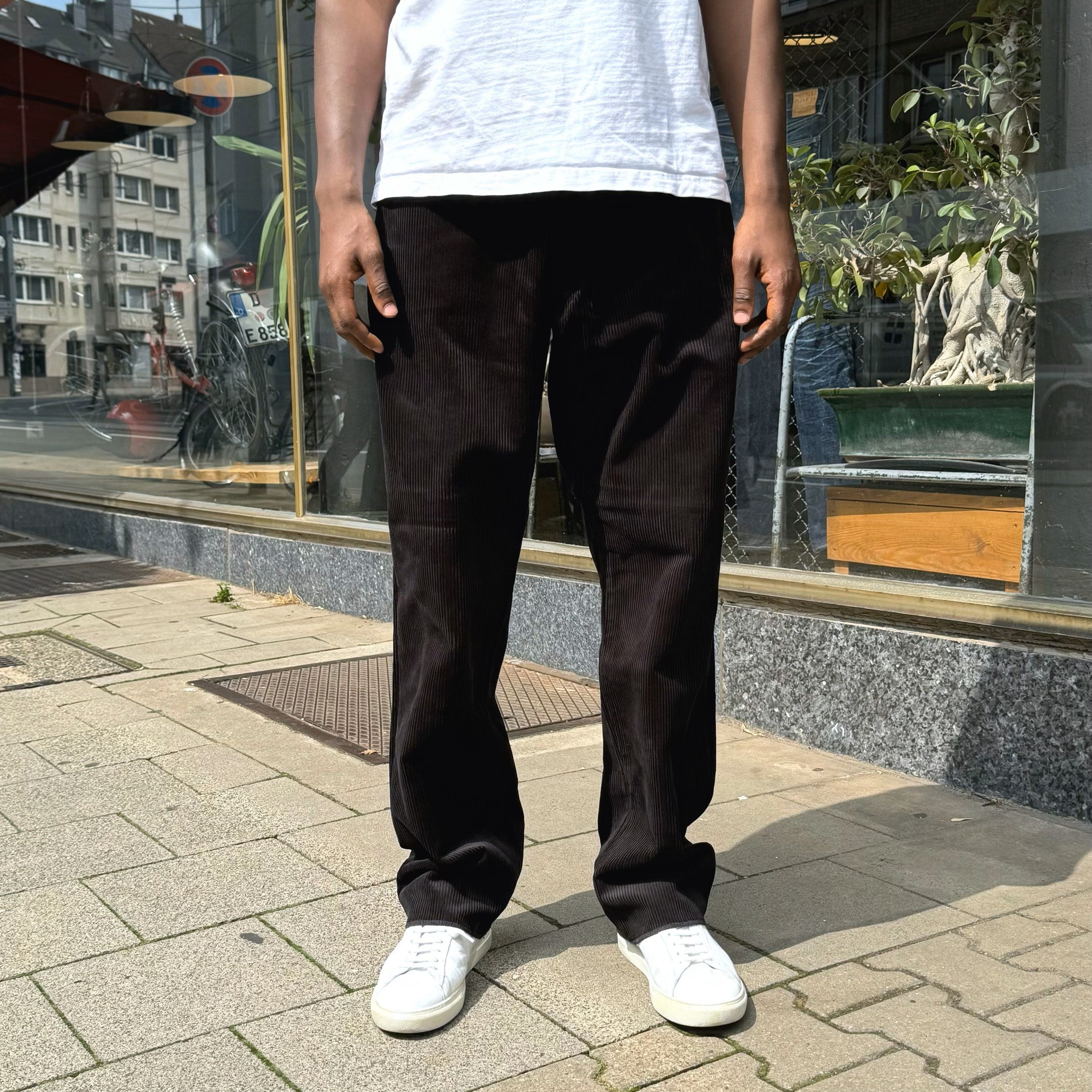 neat corduroy pants black