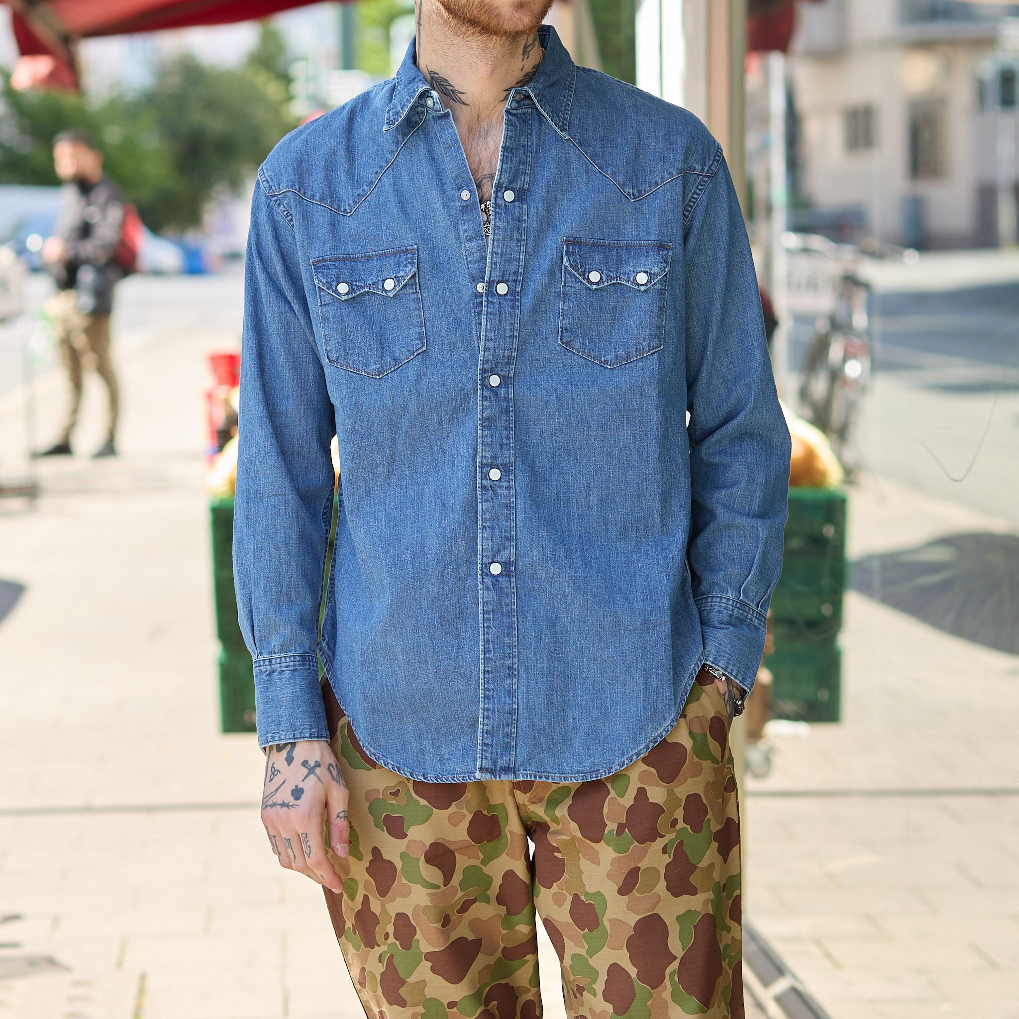 orslow denim western shirt used wash - Main Image