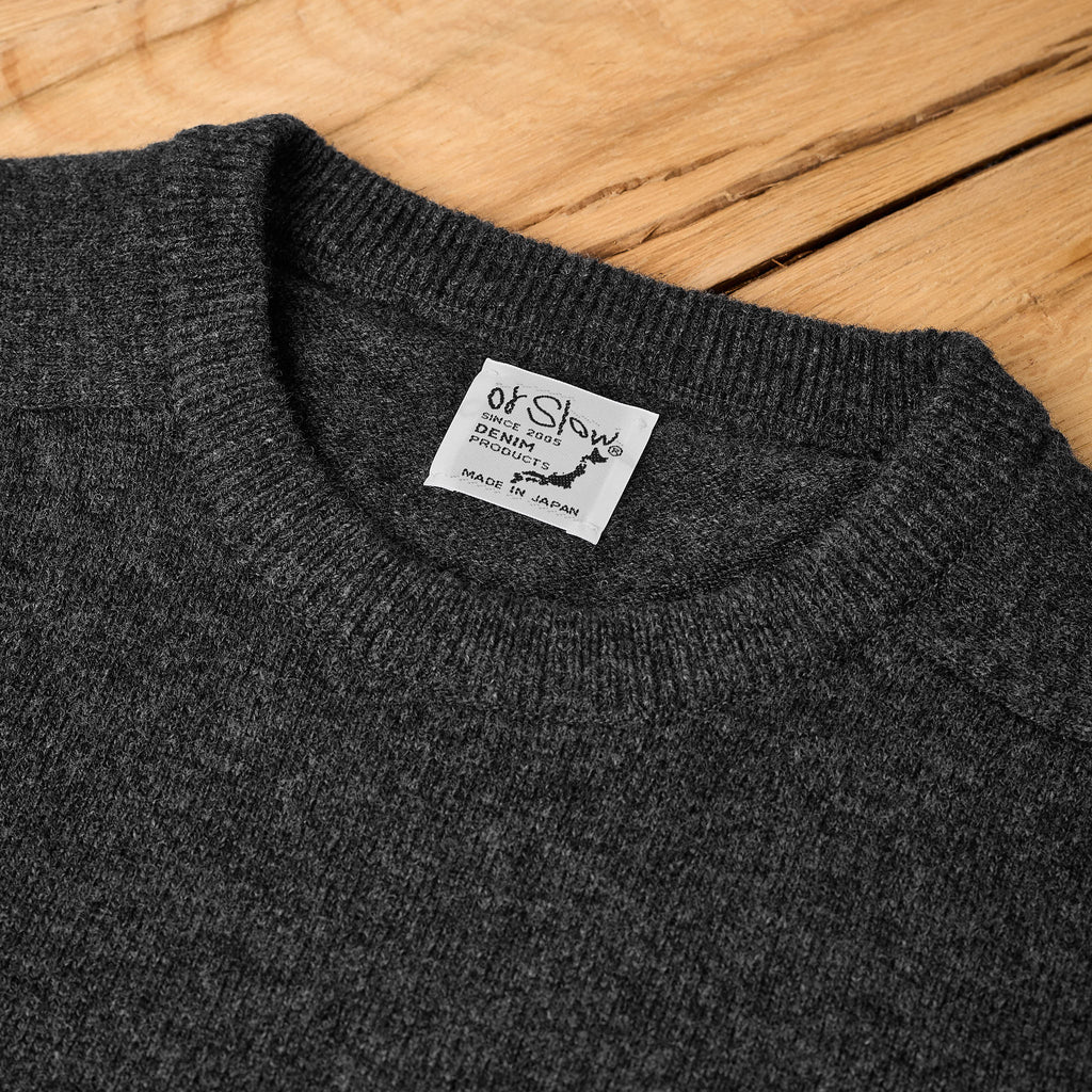 orslow | simple crewneck wool sweater - charcoal gray - Bild 4