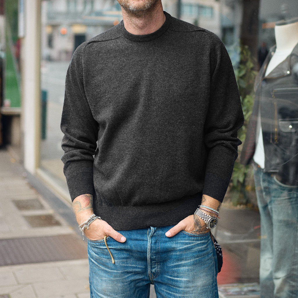 orslow | simple crewneck wool sweater - charcoal gray - Bild 2
