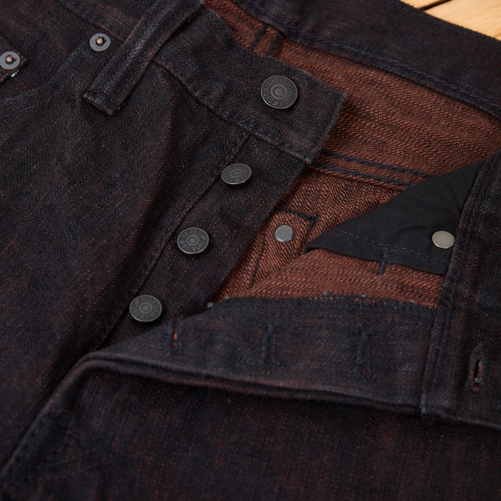 pure blue japan | per-ex-003-bk 15oz black x persimmon extra slub denim - regular straight - Bild 5