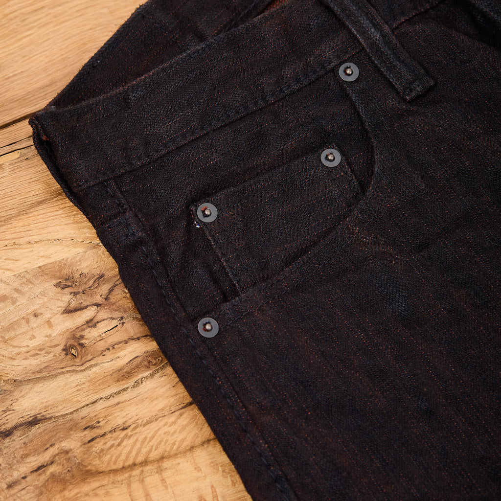 pure blue japan | per-ex-003-bk 15oz black x persimmon extra slub denim - regular straight - Bild 6