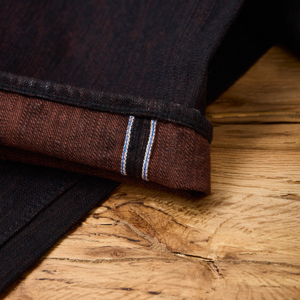 pure blue japan | per-ex-003-bk 15oz black x persimmon extra slub denim - regular straight - Bild 9