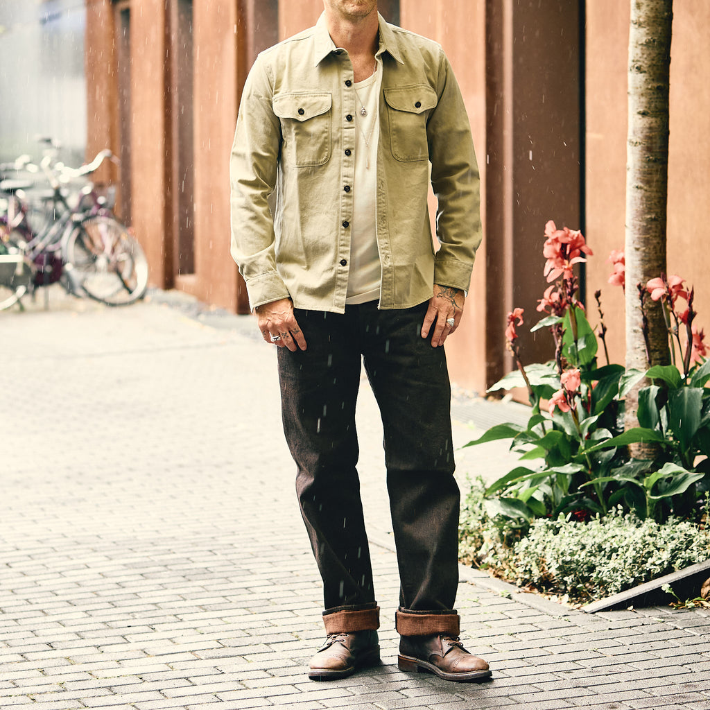 pure blue japan | per-ex-003-bk 15oz black x persimmon extra slub denim - regular straight - Bild 2