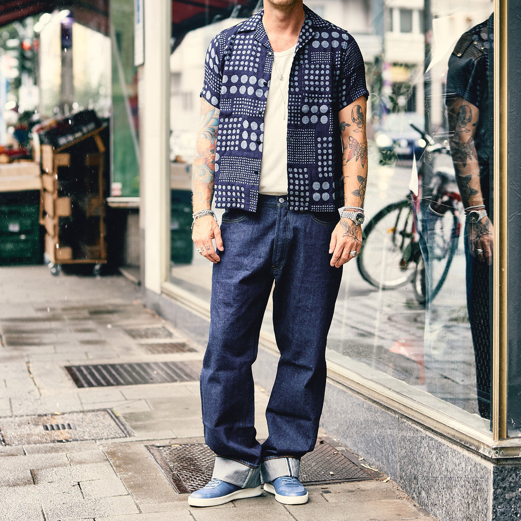 pure blue japan | ss-2232-1 jacquard open collar shirt - random dots - Bild 2