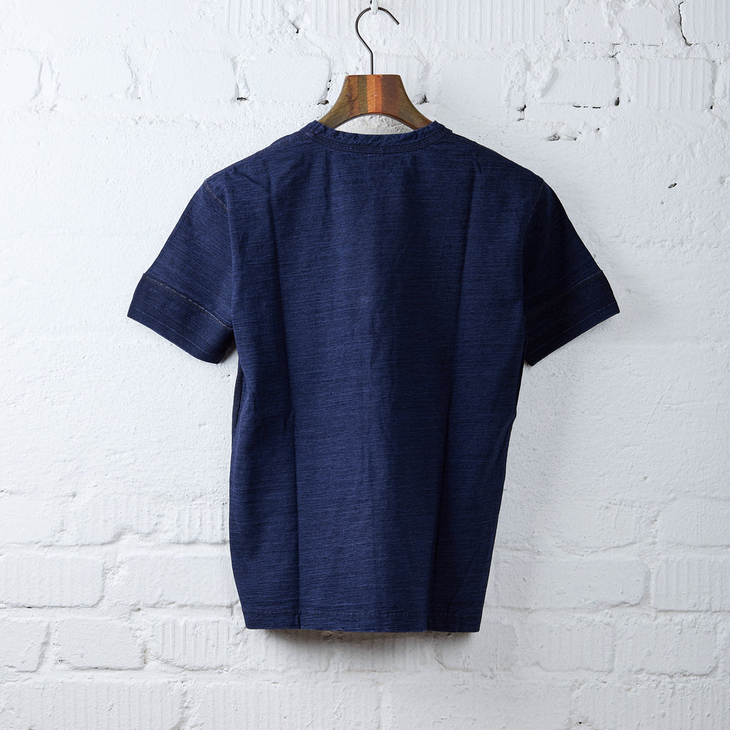 pure blue japan | ss-5396-id ribbed cuff pocket t-shirt - deep indigo - Bild 2