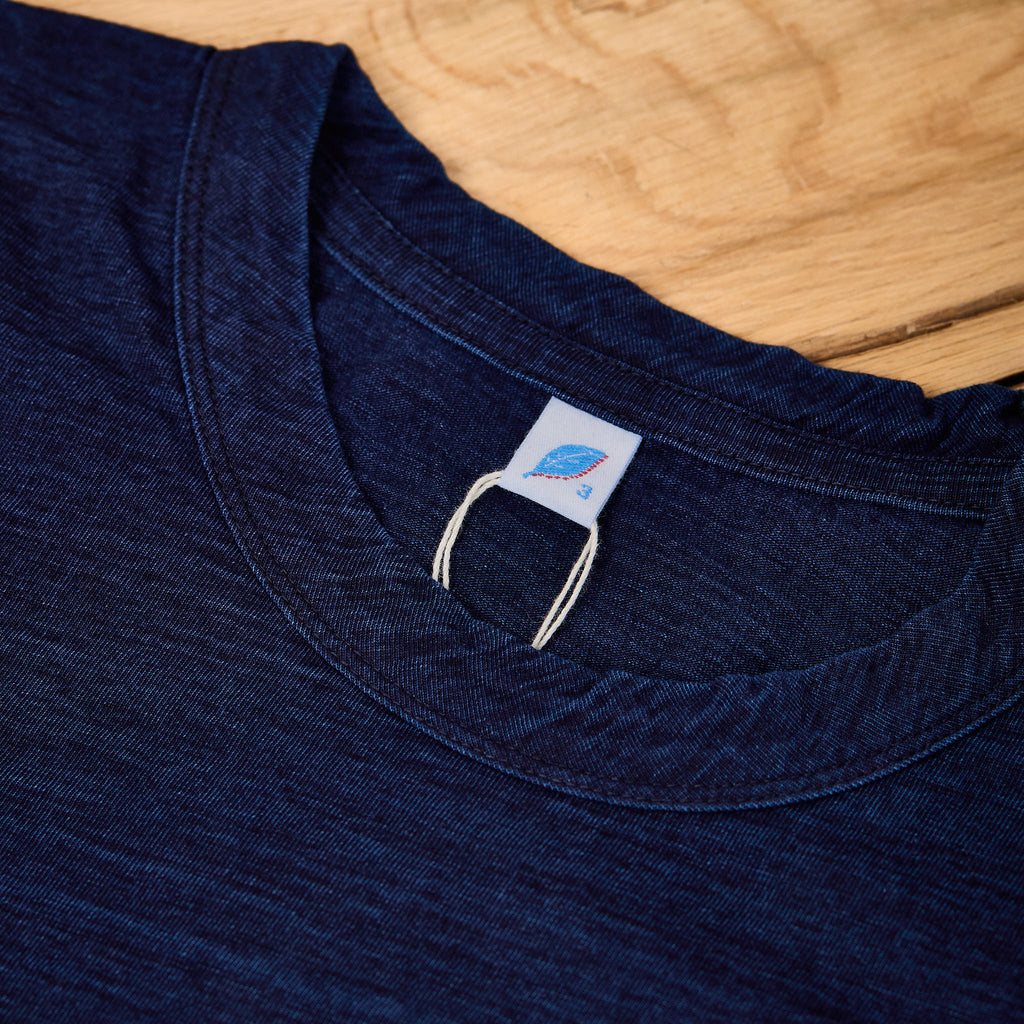 pure blue japan | ss-5396-id ribbed cuff pocket t-shirt - deep indigo - Bild 3
