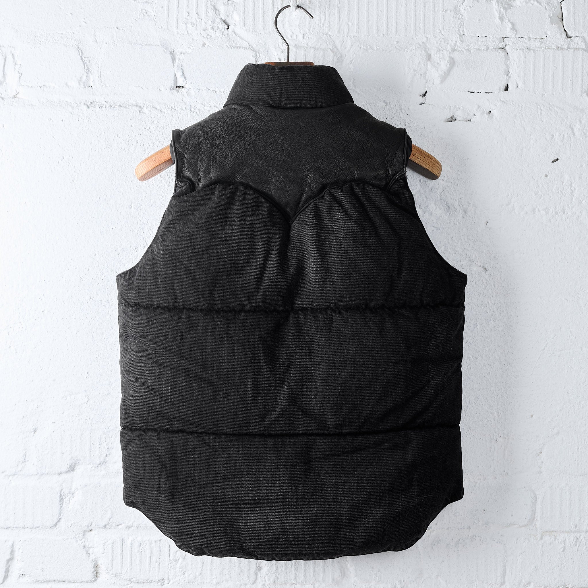 rocky mountain featherbed | down vest black denim – stuf|f-official