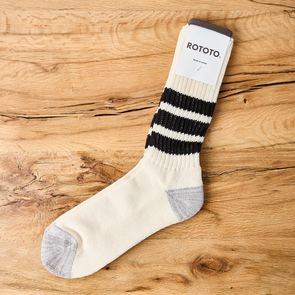 rototo | r1255 coarse ribbed old school crew socks - black - Bild 2