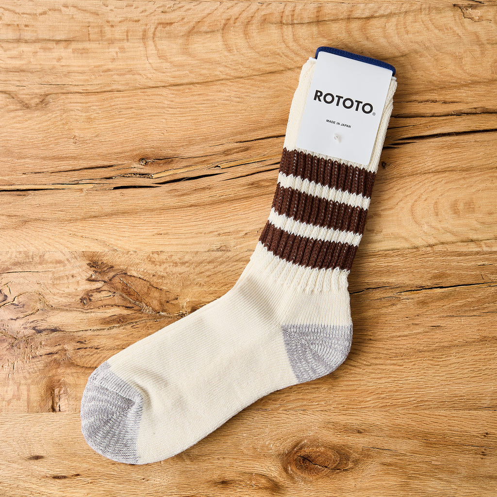 rototo | r1255 coarse ribbed old school crew socks - brown - Bild 2