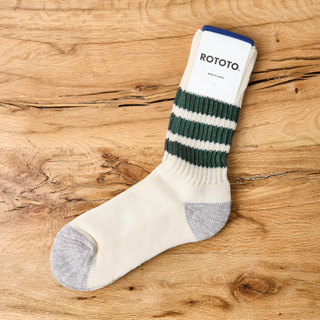 rototo | r1255 coarse ribbed old school crew socks - d.green - Bild 2