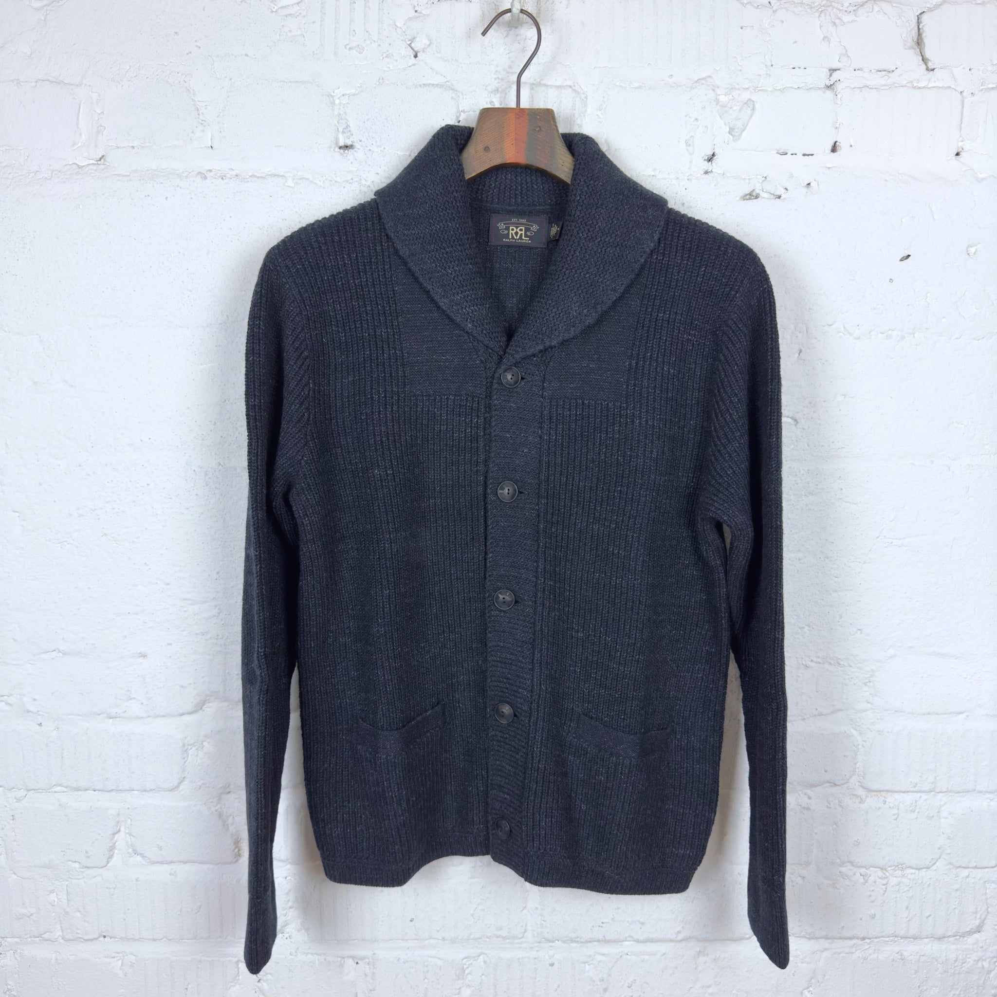 rrl | cotton shawl-collar cardigan navy – stuf|f-official
