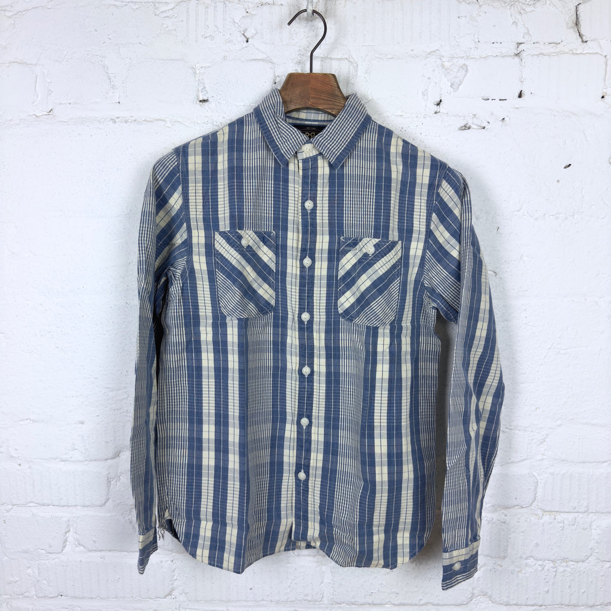 RRL Indigo Plaid Work Shirt チェックシャツ XS rrl | indigo plaid cotton-linen workshirt – stuf|f-official