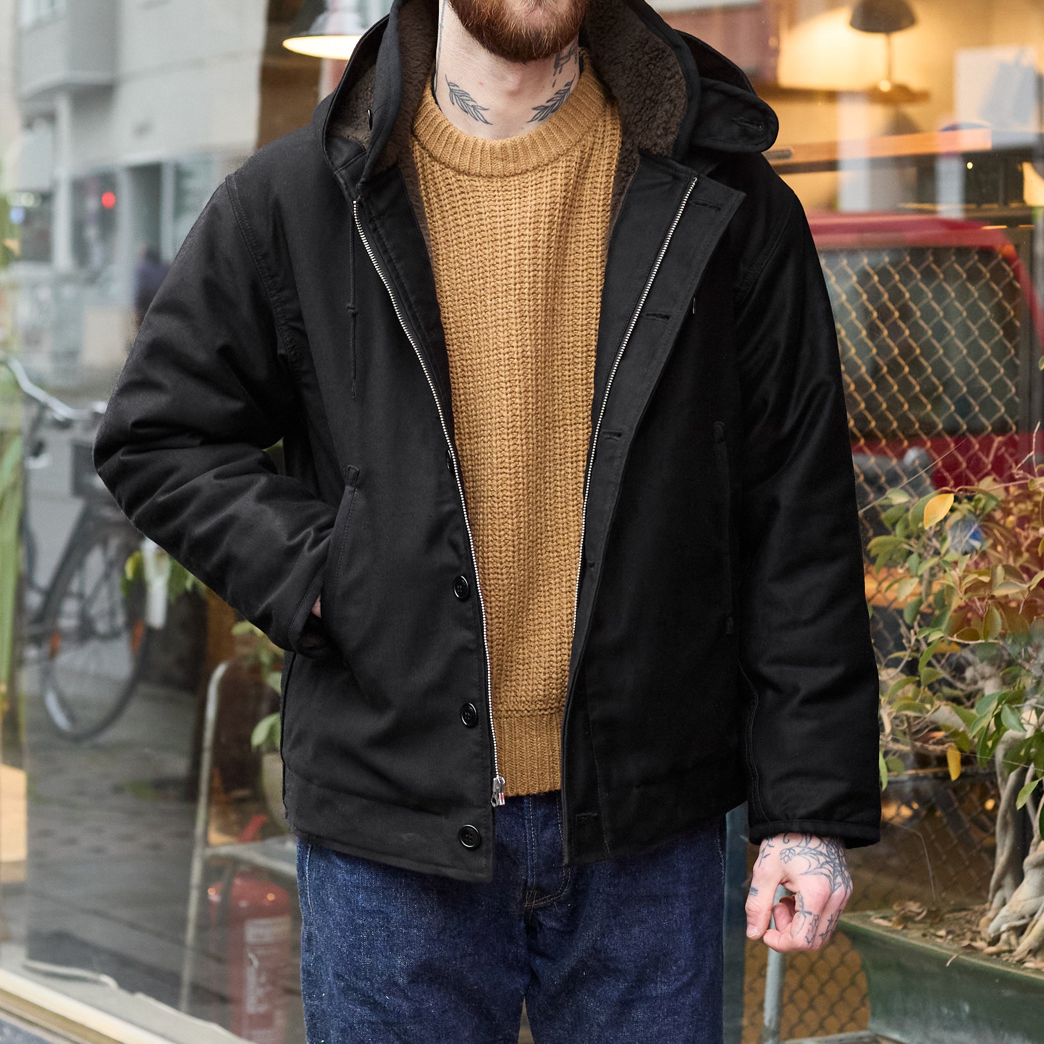 stevenson overall co. | navigateur - ng1 hooded deck jacket black