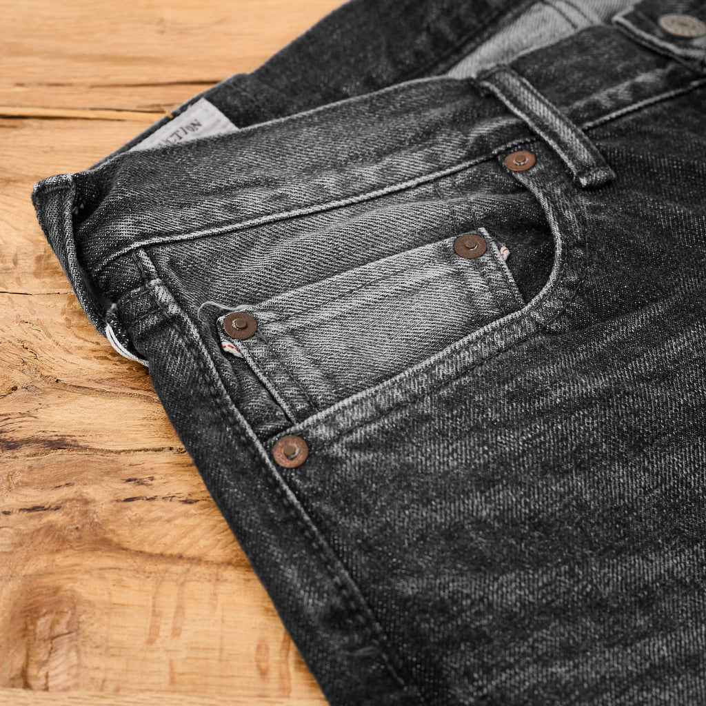 studio d'artisan | d1891ub used wash 13oz regular straight black jeans - Bild 4