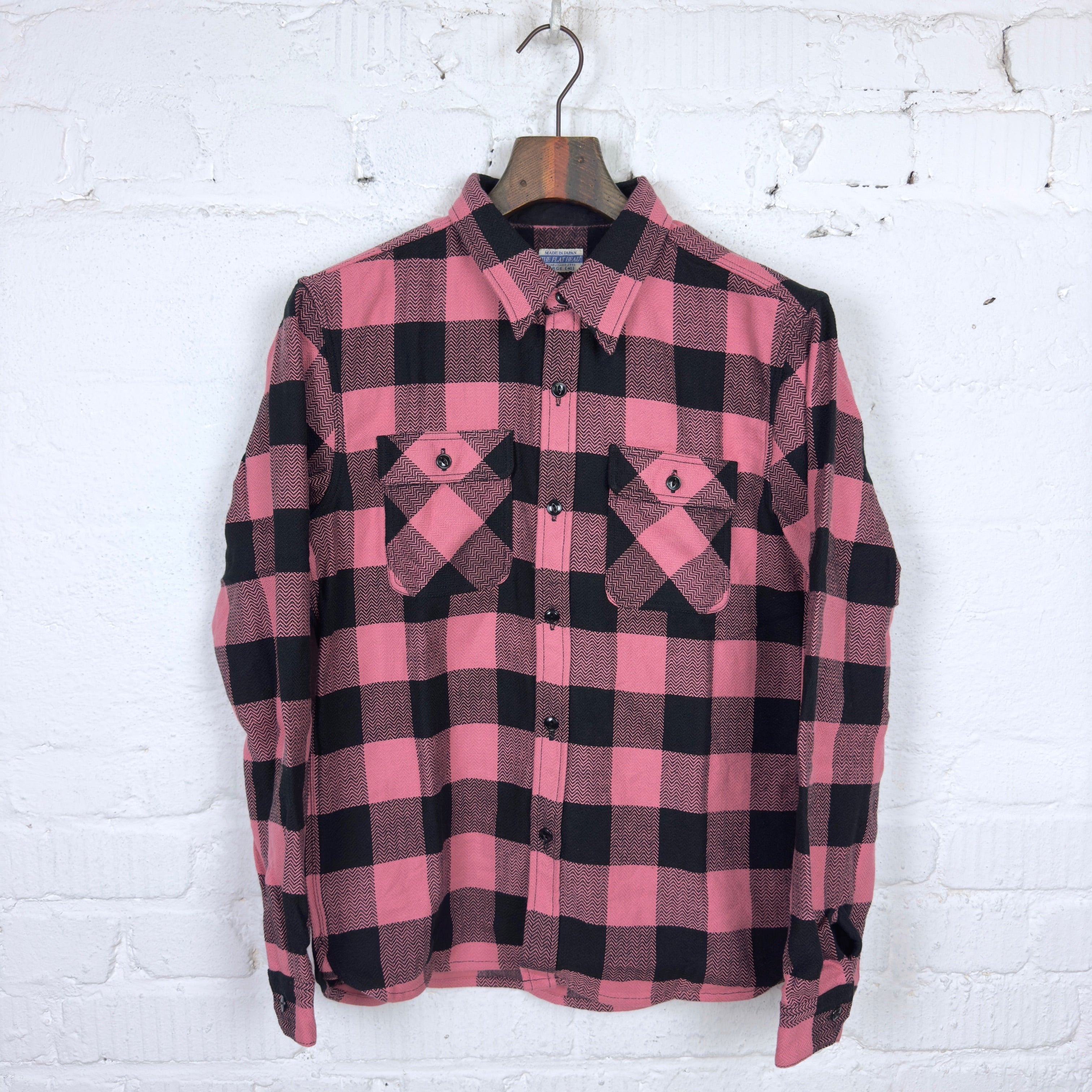the flat head | fn-snr-101l block check nel shirt pink-black stuf|f-official the flat head | fn-snr-101l block check nel shirt pink-black stuf|f-official