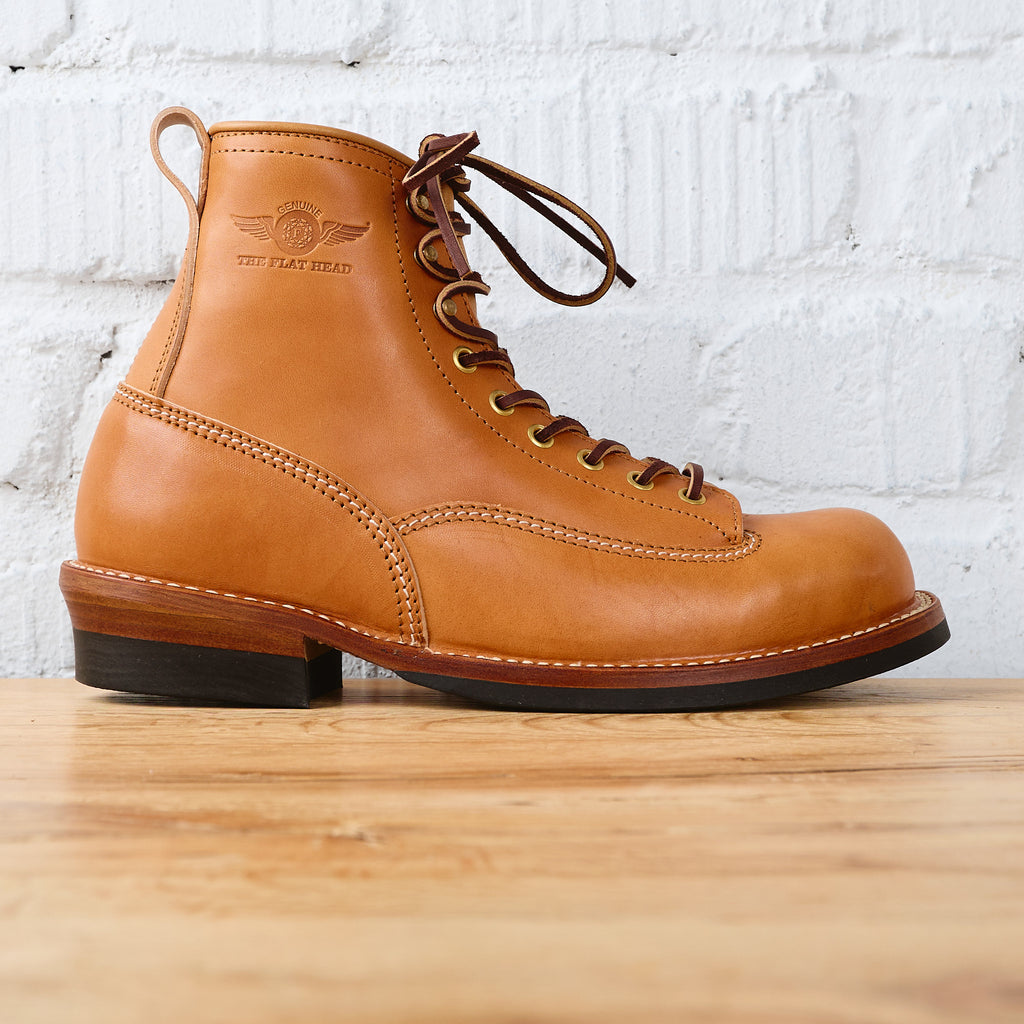 the flat head | fn-fb-004 horsehide logger boots – beige