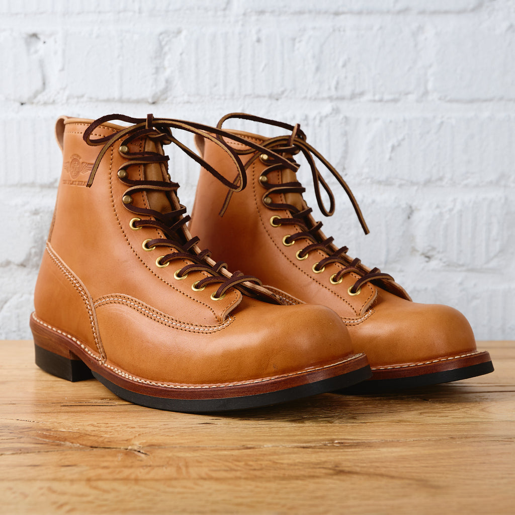 the flat head | fn-fb-004 horsehide logger boots – beige - Bild 2
