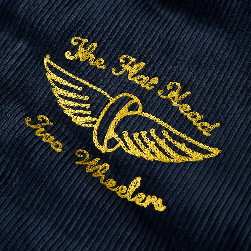 the flat head | fn-oj-v003 corduroy varsity jacket - navy - Bild 4