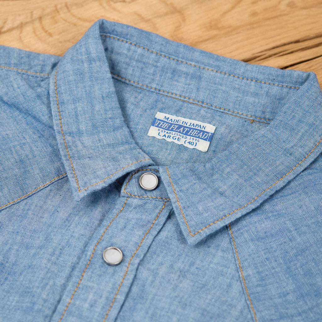 the flat head | fn-scw-003l 5oz chambray western shirt - Bild 4