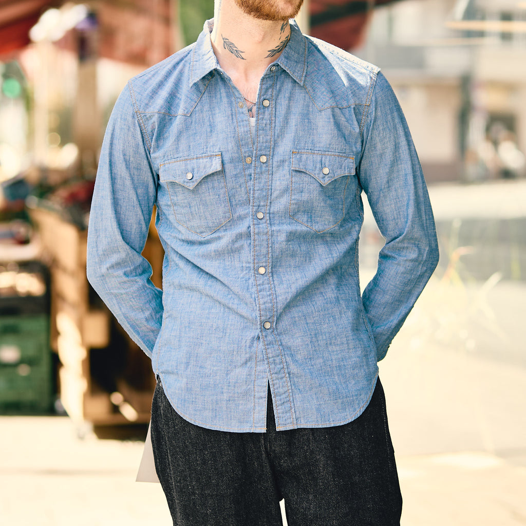the flat head | fn-scw-003l 5oz chambray western shirt - Bild 2