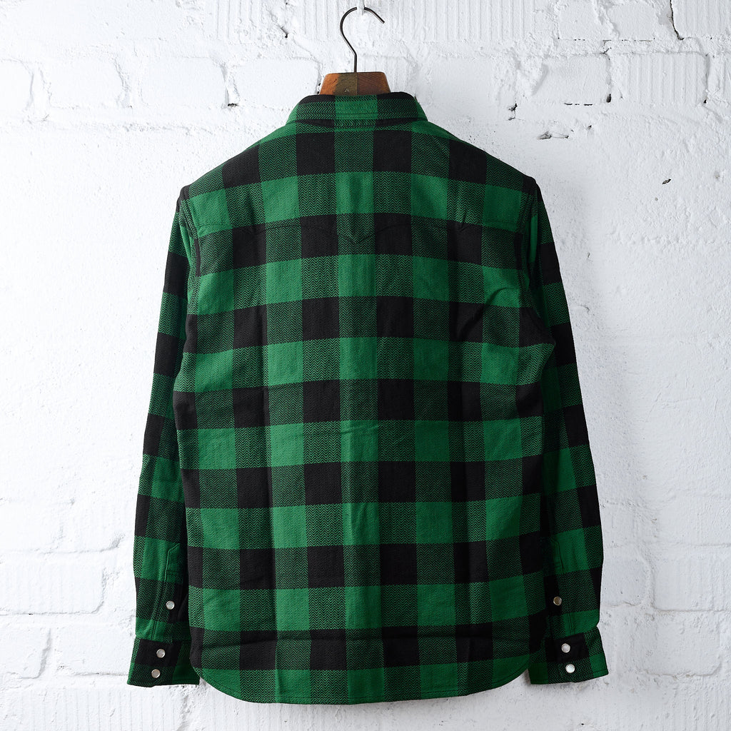 the flat head | fn-snw-101l block check flannel western shirt green-black - Bild 2