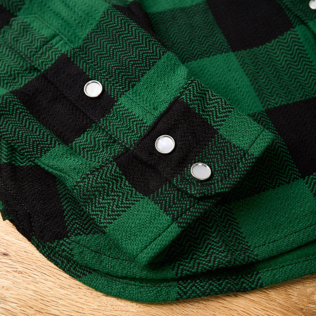 the flat head | fn-snw-101l block check flannel western shirt green-black - Bild 4