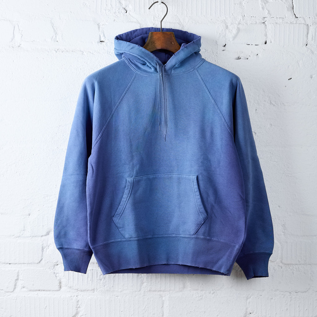 the real mccoy's | 9oz raglan hooded sweatshirt / faded mq navy