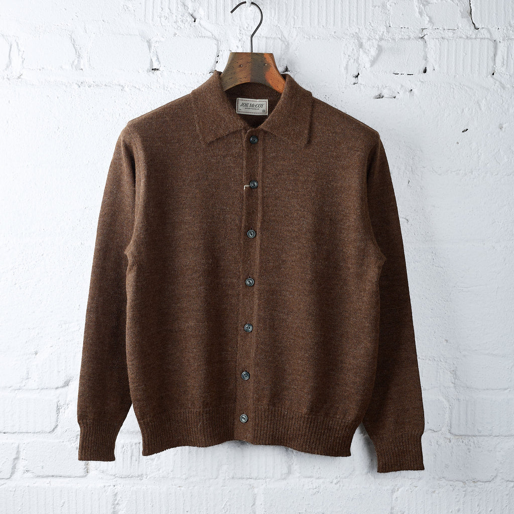 the real mccoy's | alpaca wool collar knit cardigan - brown - Bild 1