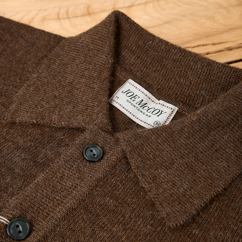 the real mccoy's | alpaca wool collar knit cardigan - brown - Bild 4