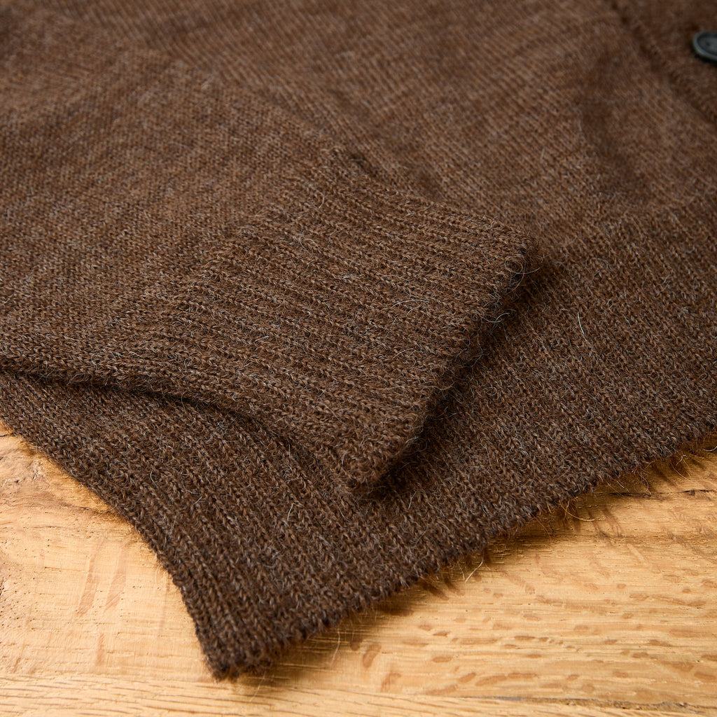 the real mccoy's | alpaca wool collar knit cardigan - brown - Bild 5