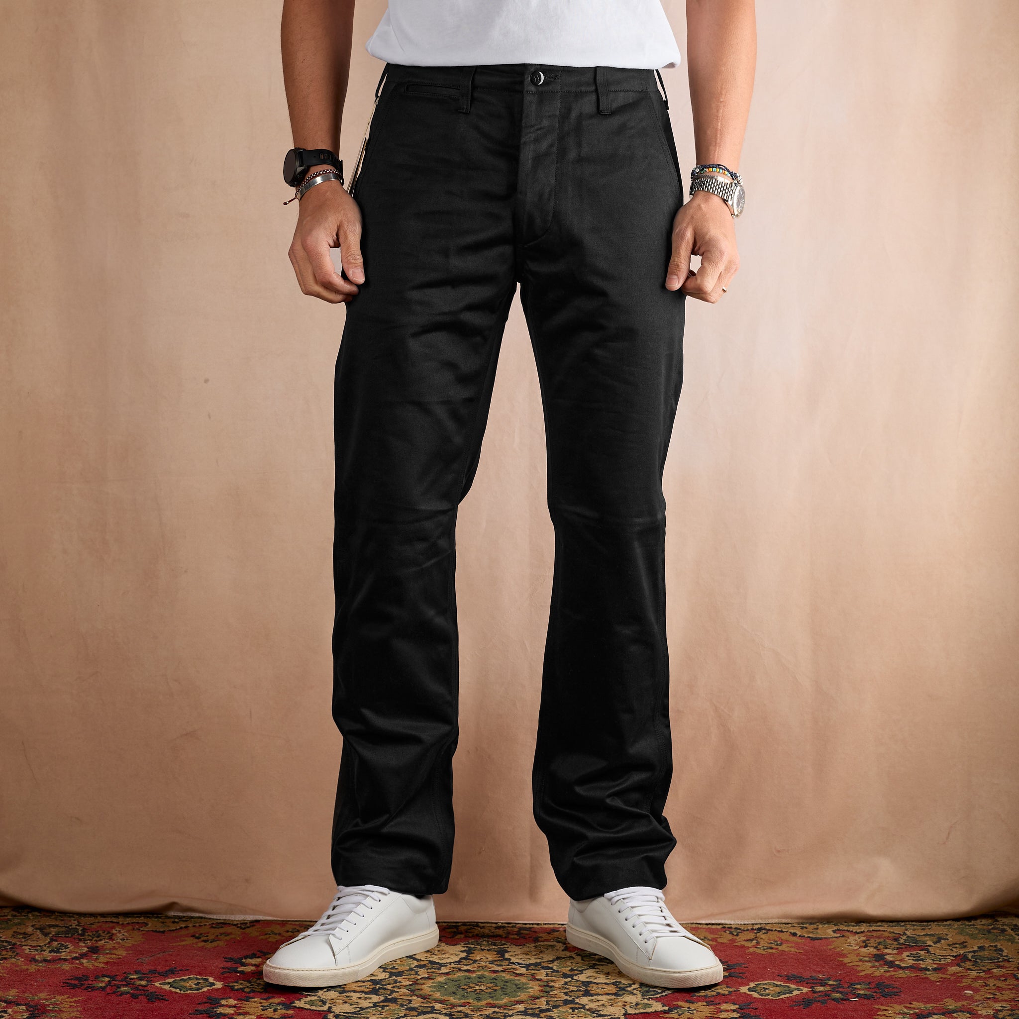 the real mccoy's | joe mccoy blue seal chino trousers - black