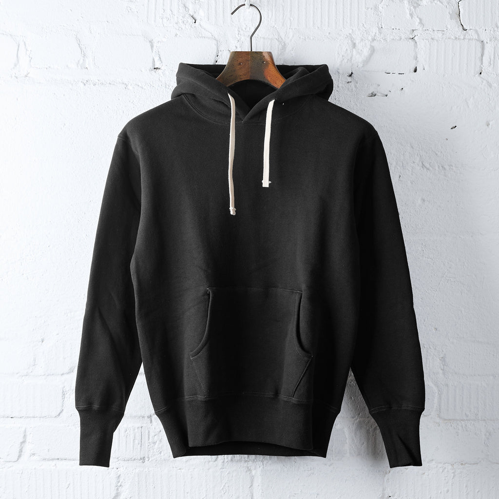 the real mccoy's | loopwheel hooded sweatshirt - black