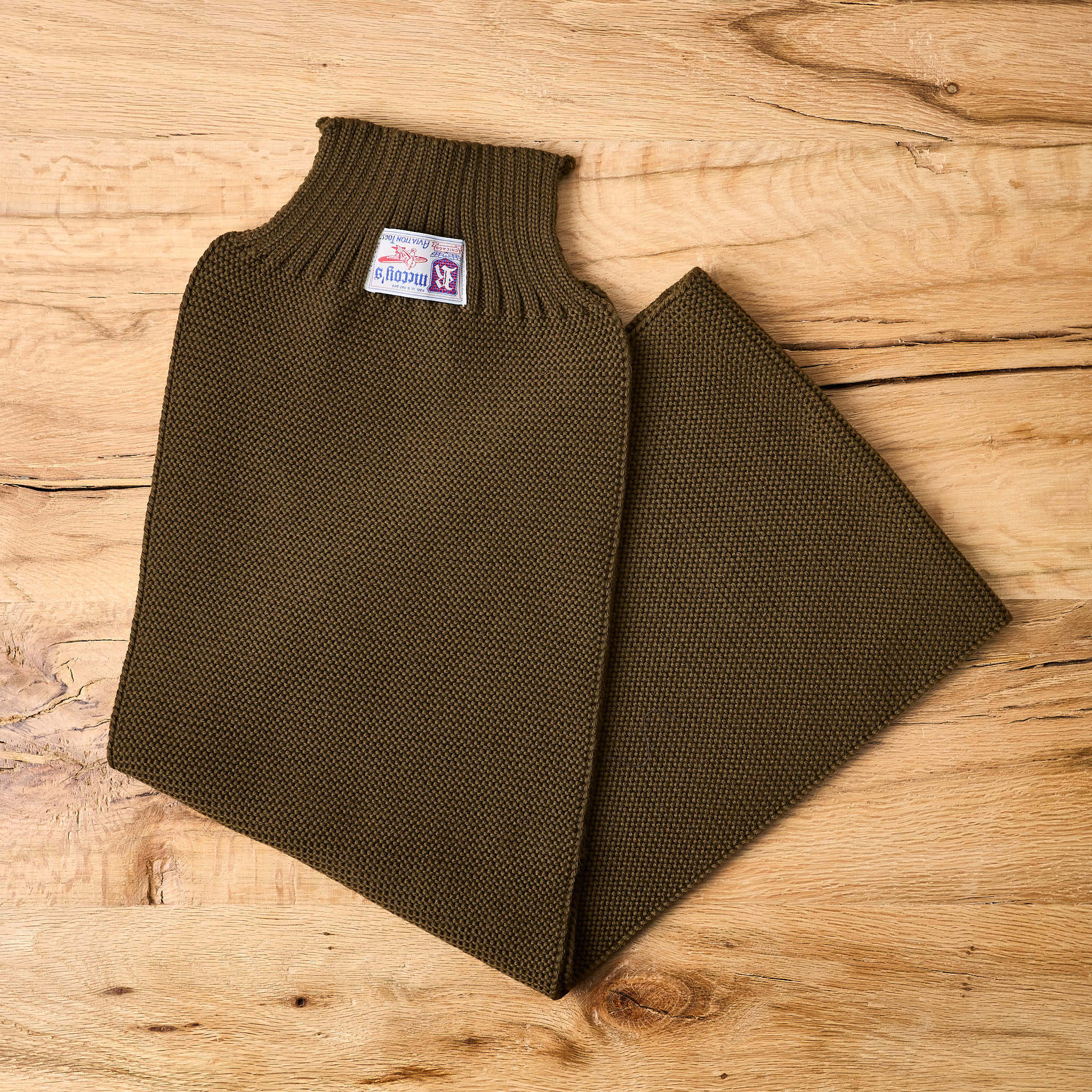 the real mccoy's | scarf, wool-knit - olive – stuf|f-official