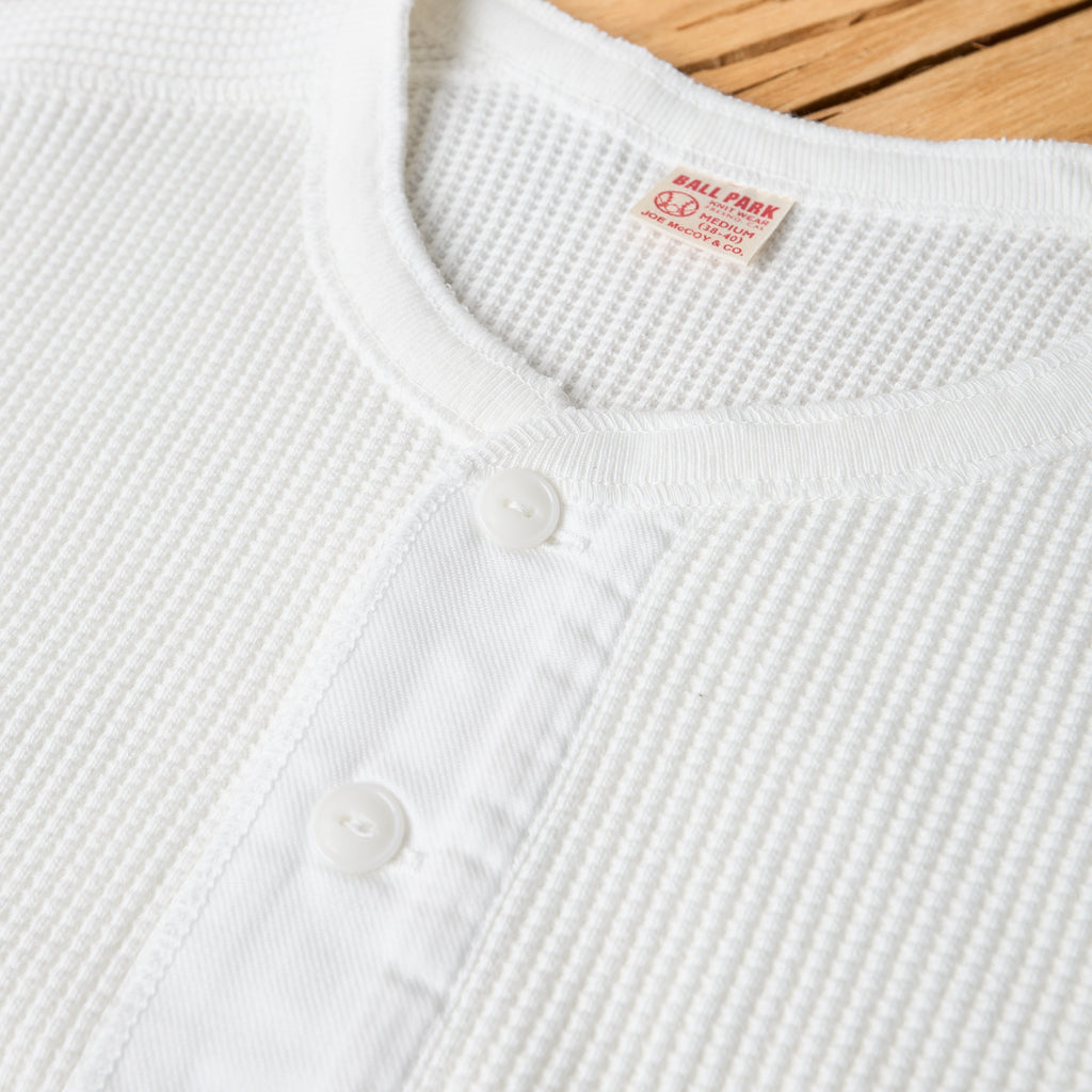 the real mccoy's | waffle thermal henley undershirt l/s - white - Bild 3