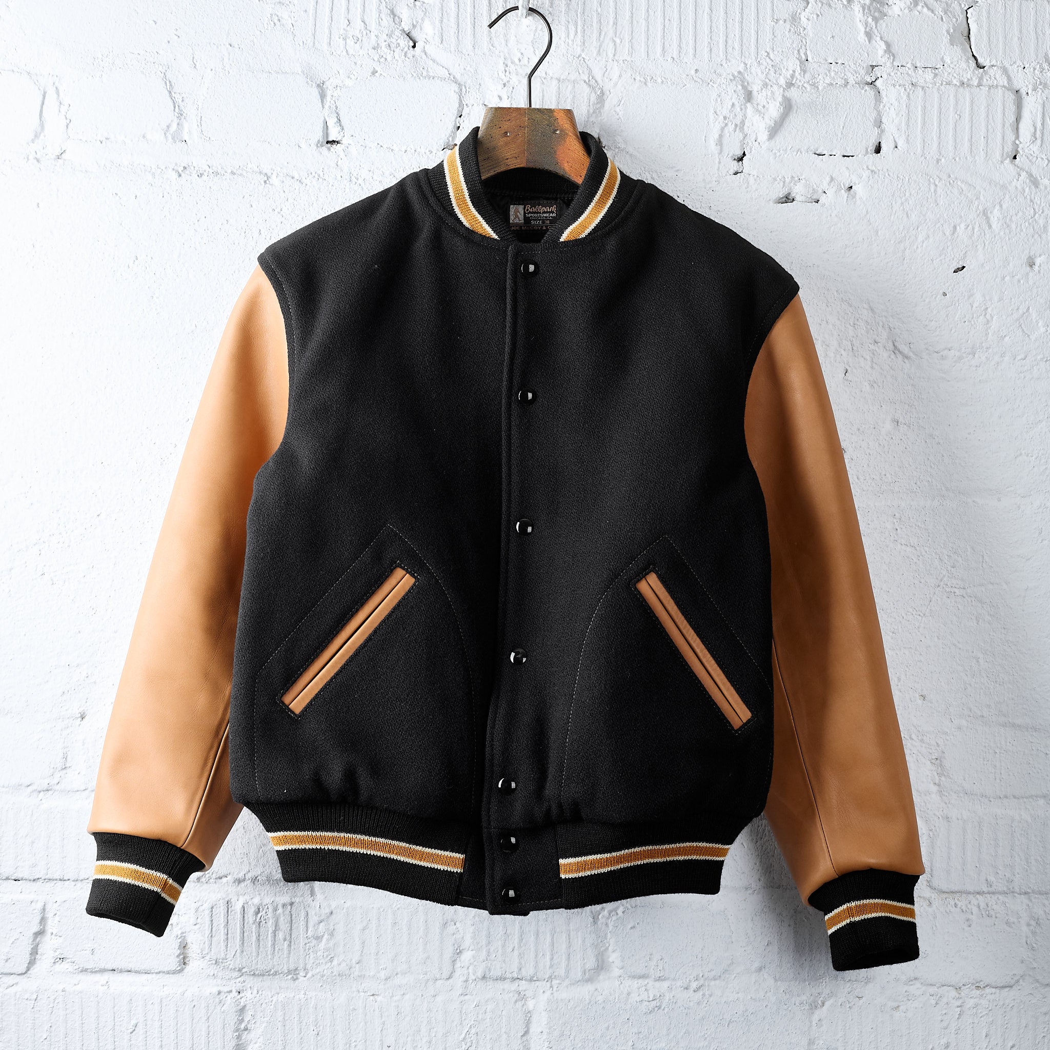 the real mccoy's | wool varsity jacket black – stuf|f-official