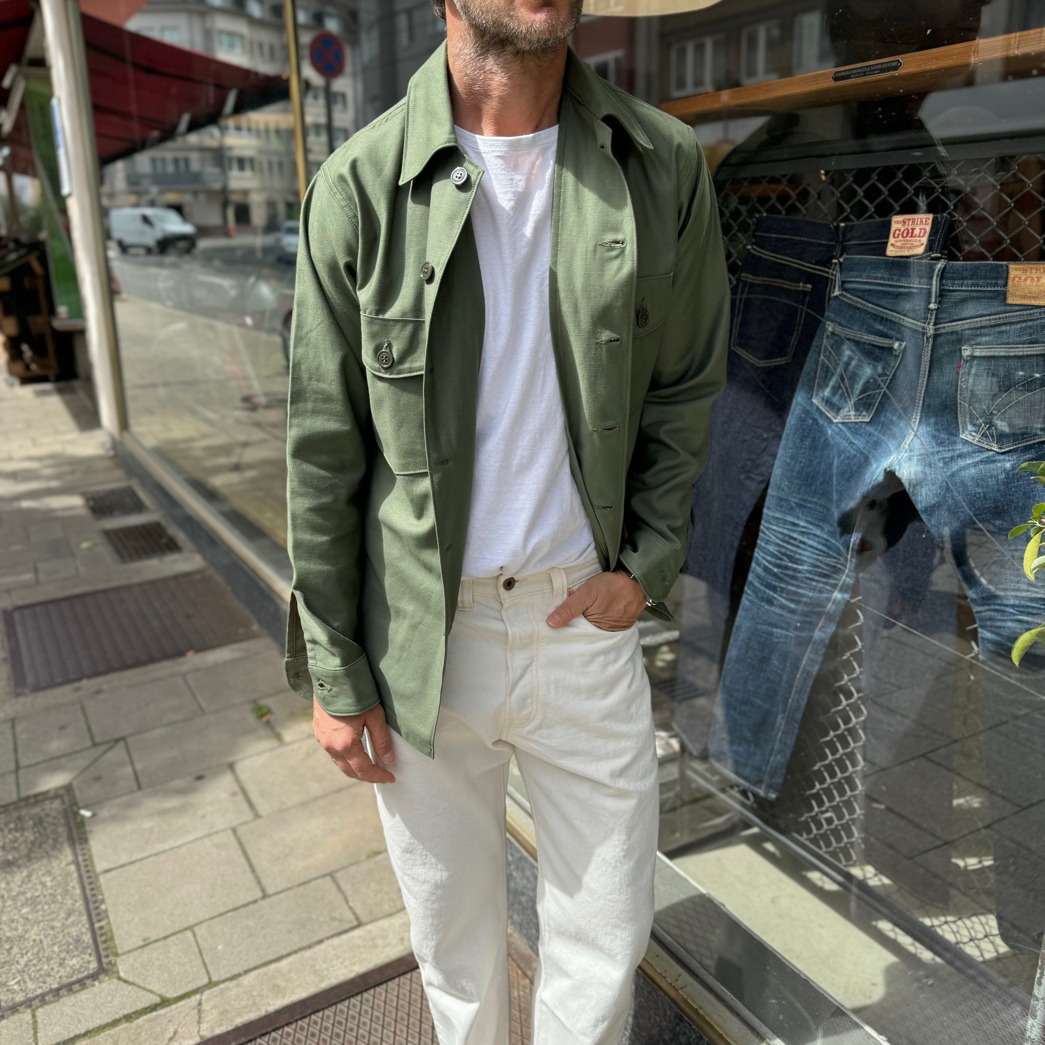 the real mccoy's | shirt, man's, cotton sateen, og-107