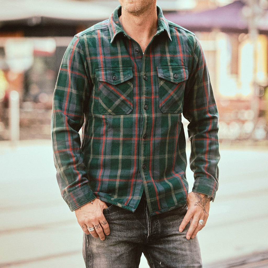 ues | 502551 extra heavy flannel shirt green - Bild 2