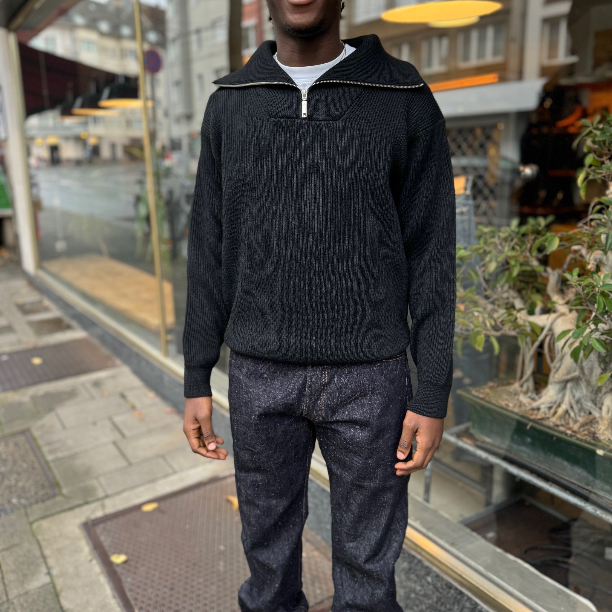 vincent et mireille | half-zip sweater - black – stuf|f-official