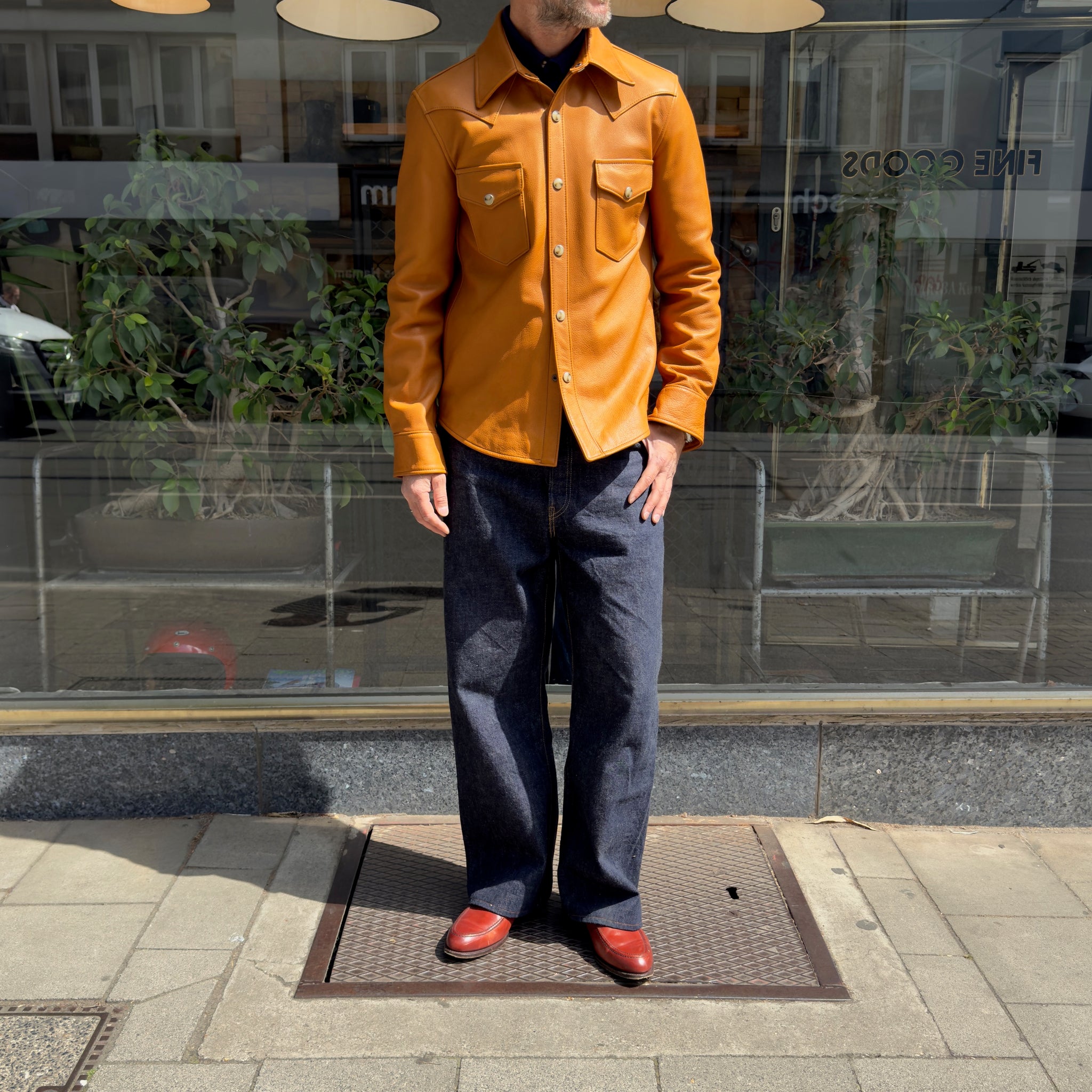 y'2 leather | steer oil western shirt camel (ss-13) – stuf|f-official