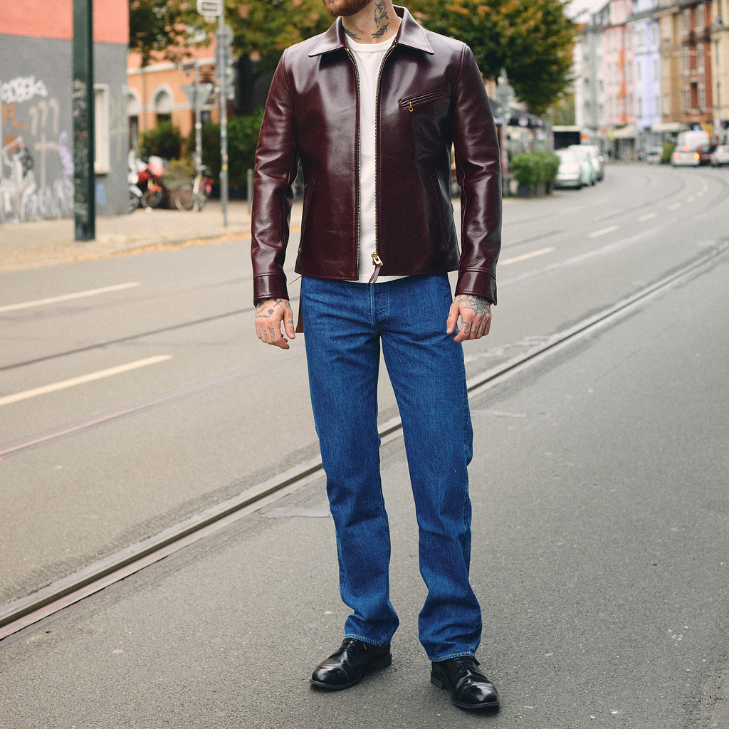 y'2 leather | aniline steer single riders (lsr-42)- cherry - Bild 2