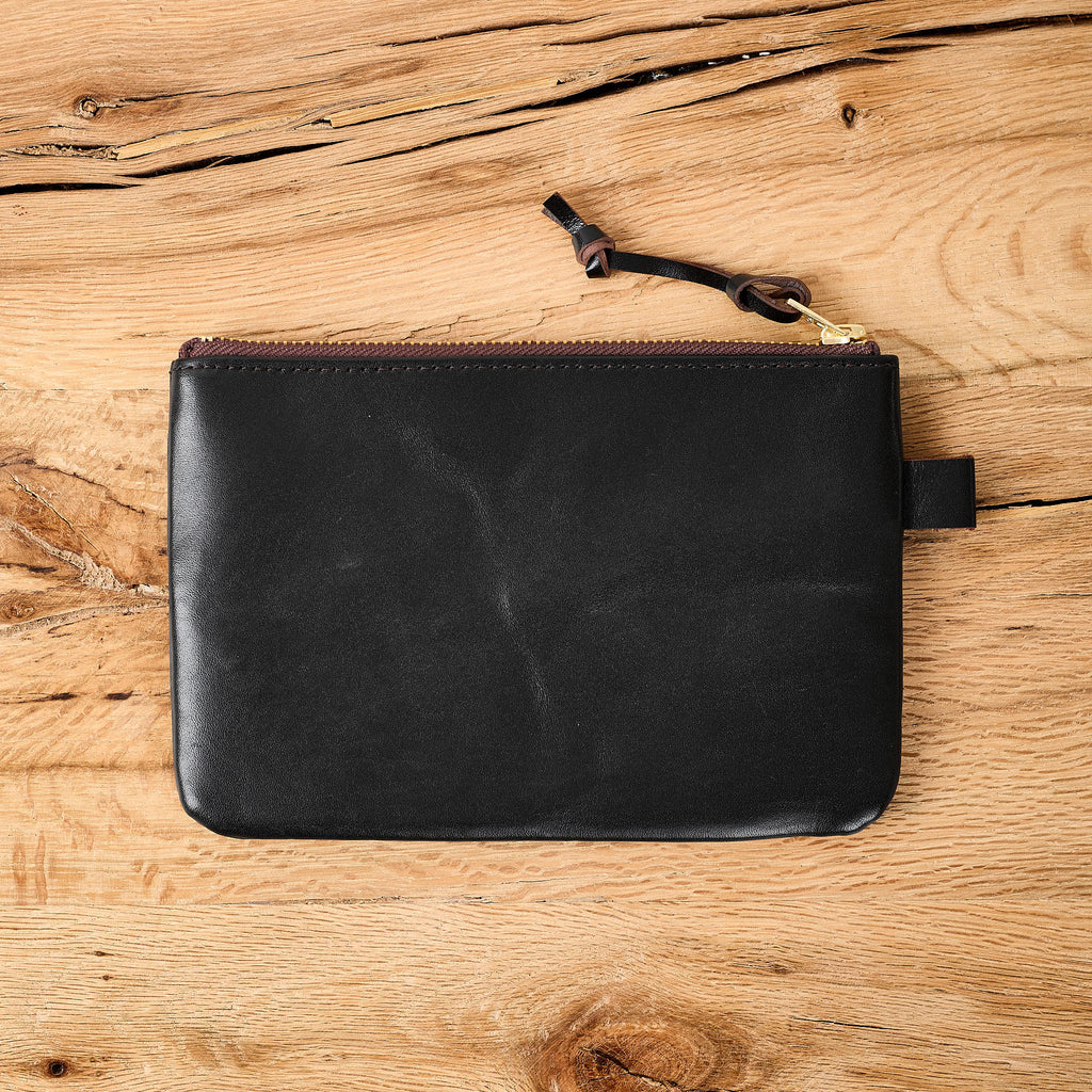 y'2 leather | horse hide leather poach small - black