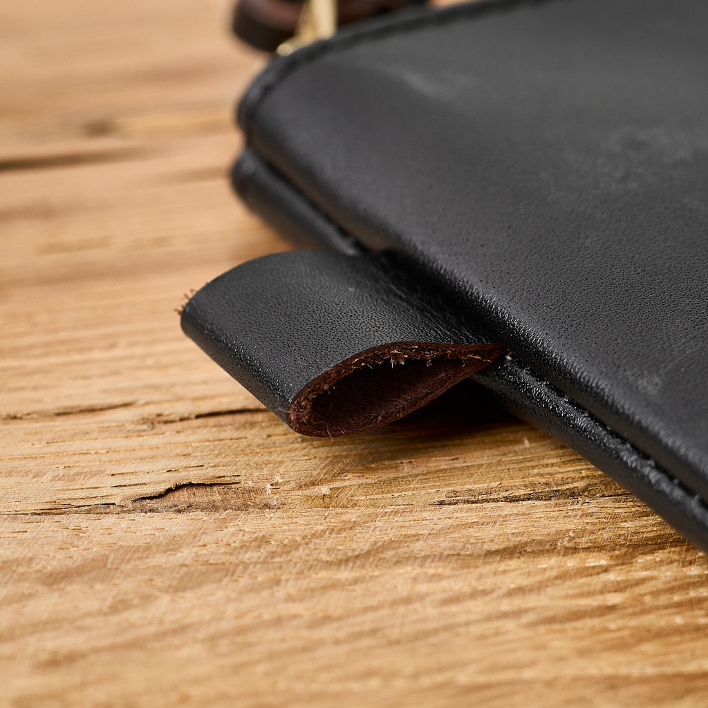 y'2 leather | horse hide leather poach small - black - Bild 2